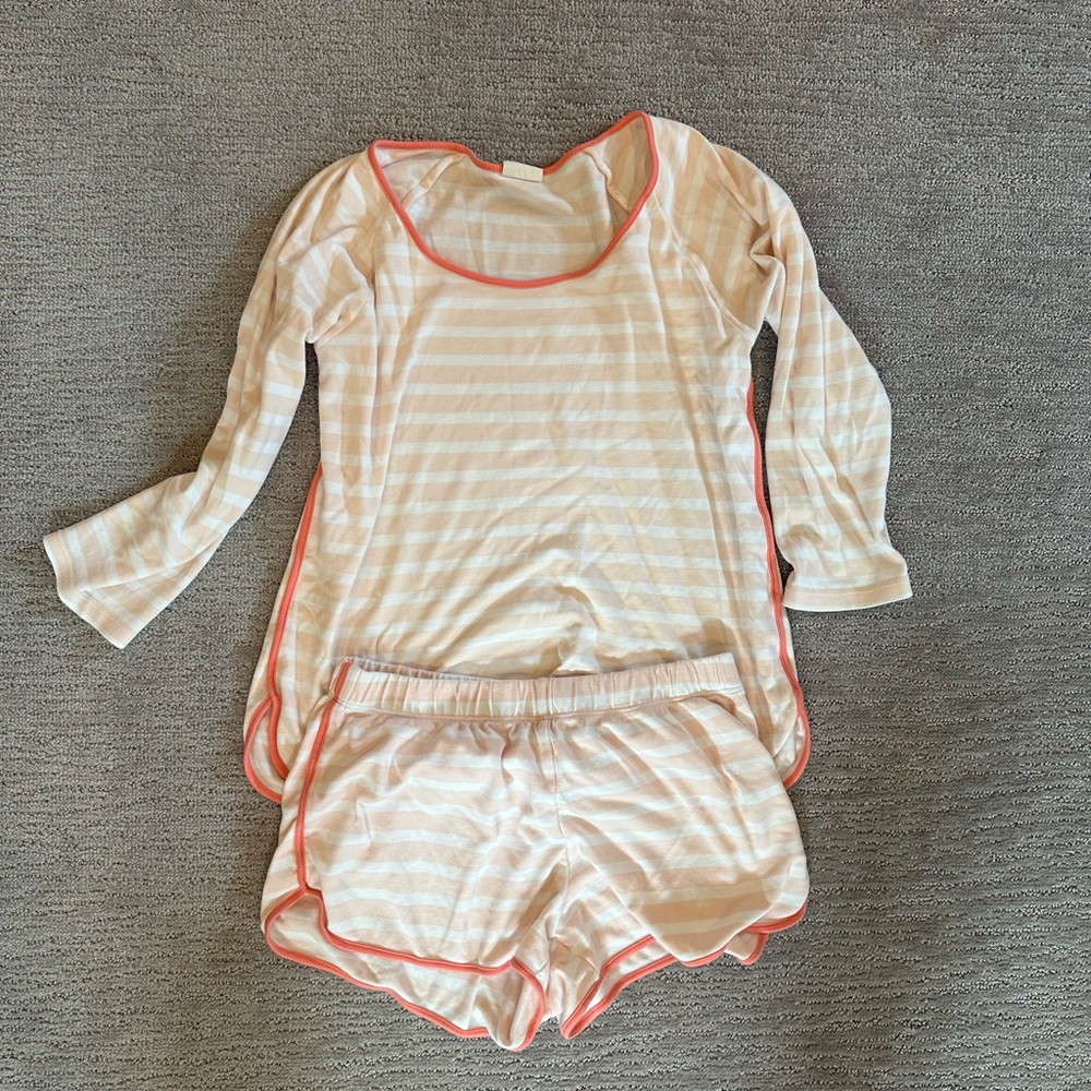 Lake Pajamas pink stripe long sleeve short set